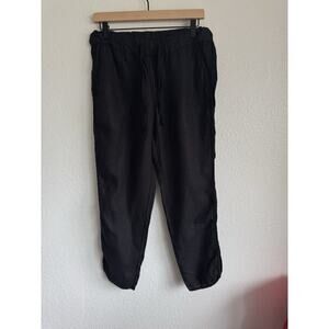 Caslon Tulip Hem Straight Leg Linen Pants - Black Size Small